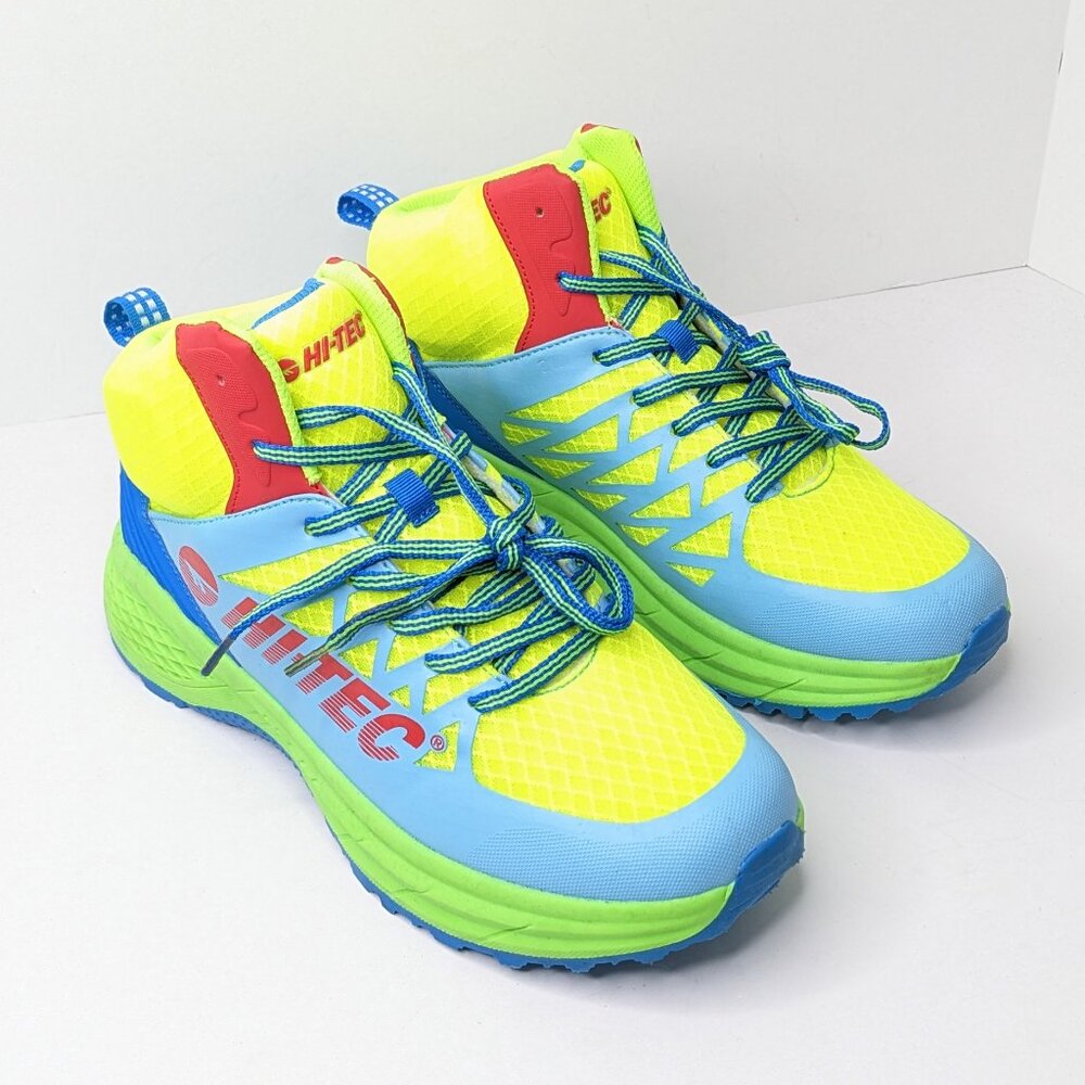 Hi-Tec Destructor Logo Hiking Boots, Blue/Lime/Yellow, Men's 9.5